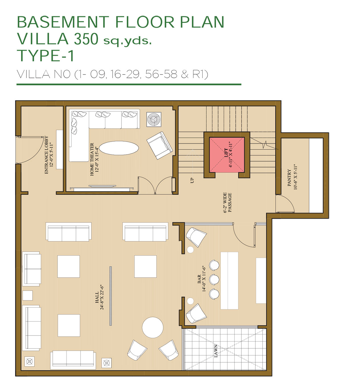 Villa - 350 Sq.Yds (Basement Plan)