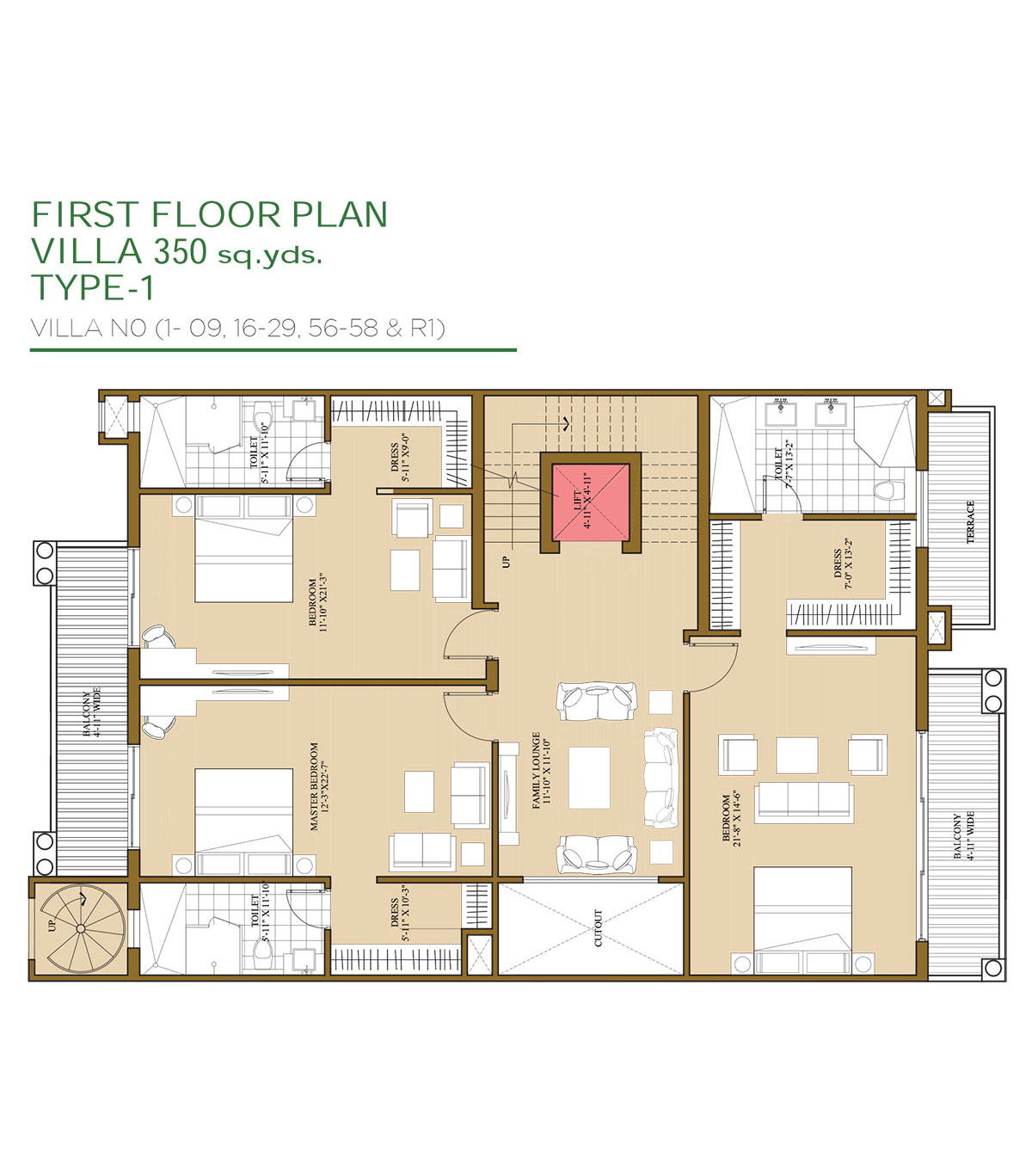 Villa - 350 Sq.Yds (First Floor Plan)